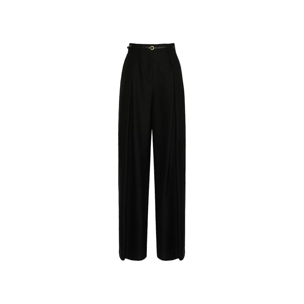 Black Elastane Casual Pants