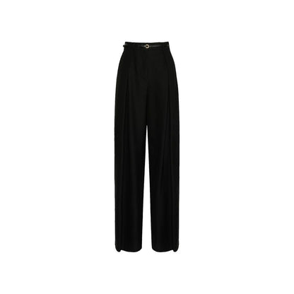 Black Elastane Casual Pants