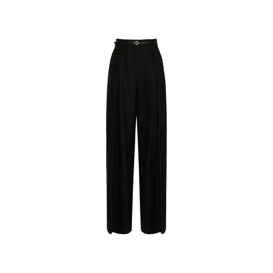 Black Elastane Casual Pants