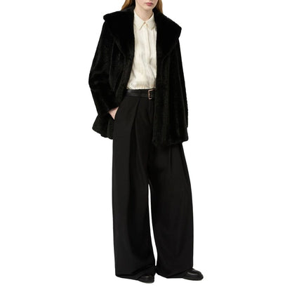 Black Elastane Casual Pants