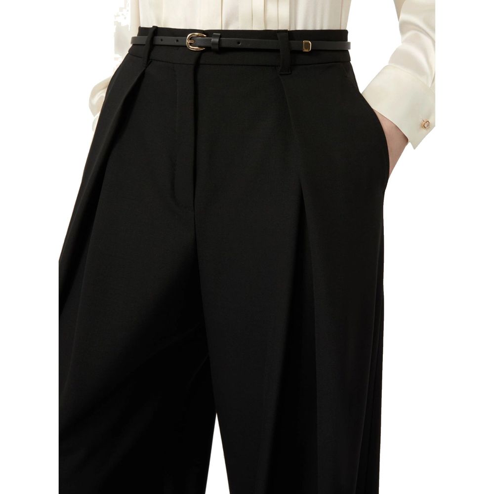 Black Elastane Casual Pants