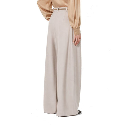 Beige Elastane Casual Pants