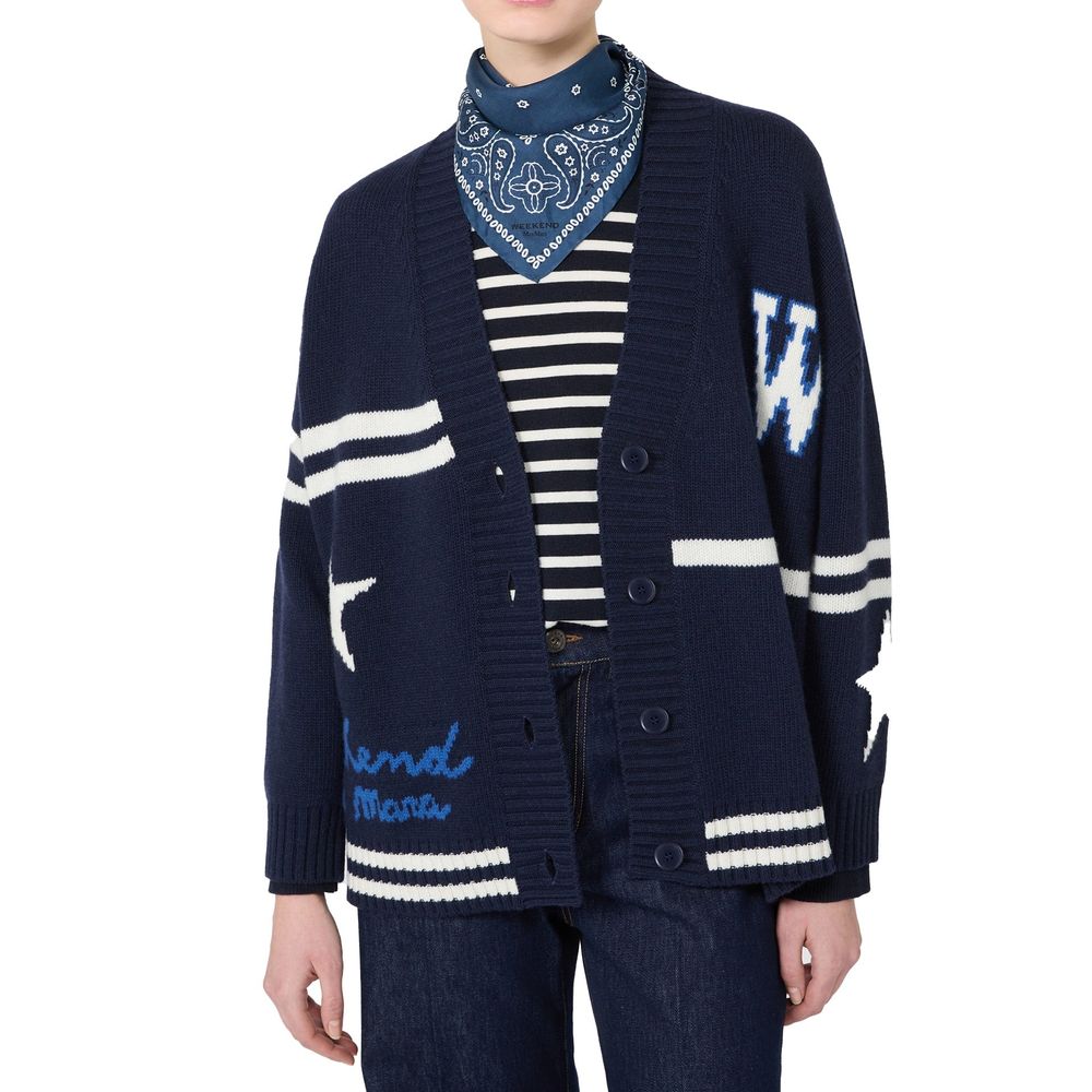 Blue Virgin Wool Cardigan
