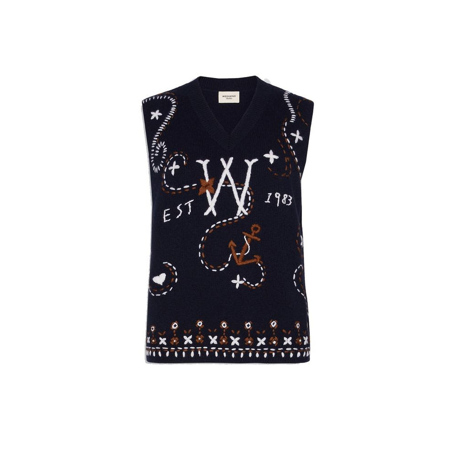 Blue Virgin Wool Waistcoat