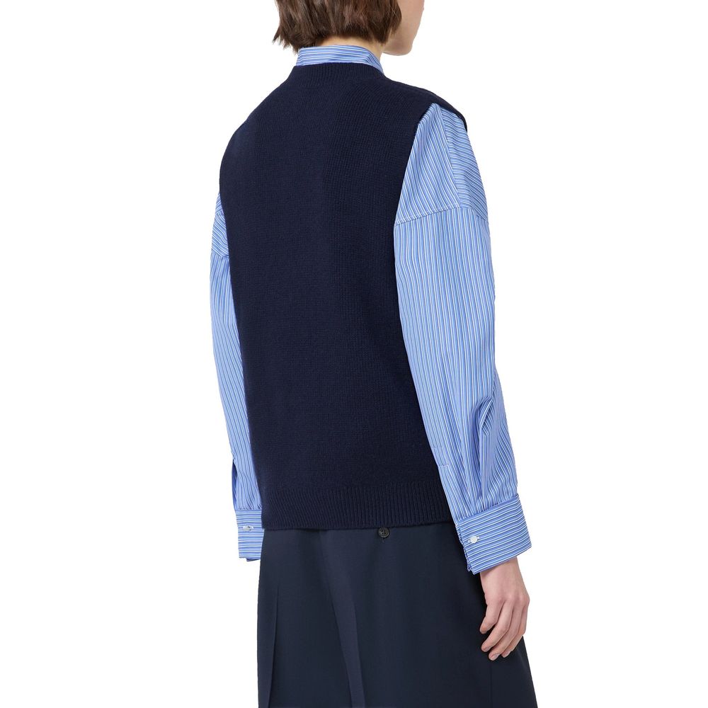 Blue Virgin Wool Waistcoat