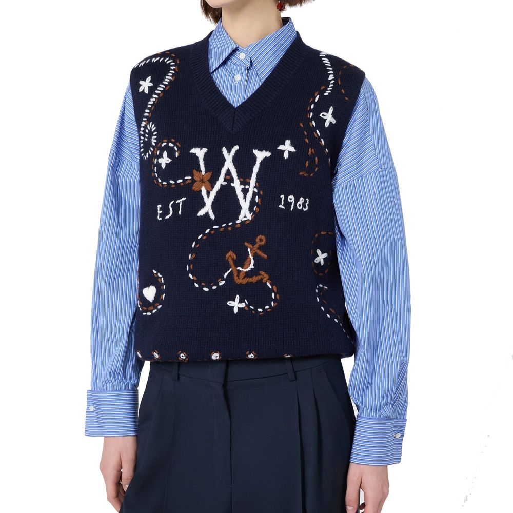 Blue Virgin Wool Waistcoat