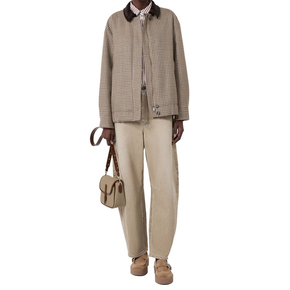 Beige Cotton Relaxed Fit Jeans