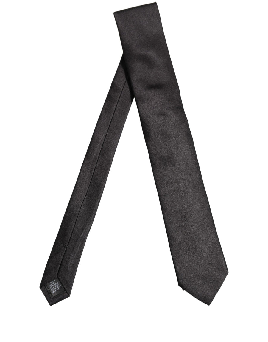 Black Satin 100% Silk Adjustable Tied Men Necktie Tie
