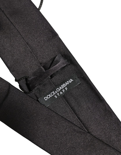 Black Satin 100% Silk Adjustable Tied Men Necktie Tie