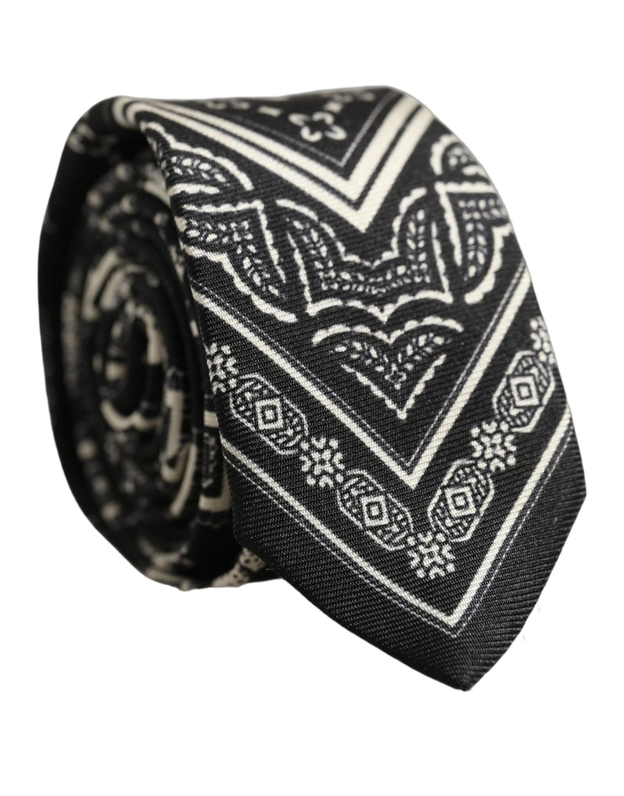Black Patterned 100%Silk Adjustable Necktie Accessory Tie