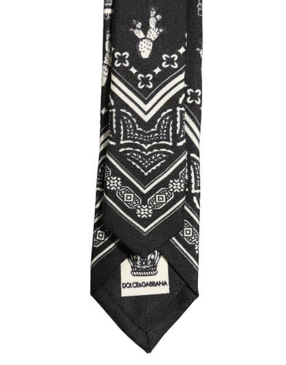 Black Patterned 100%Silk Adjustable Necktie Accessory Tie