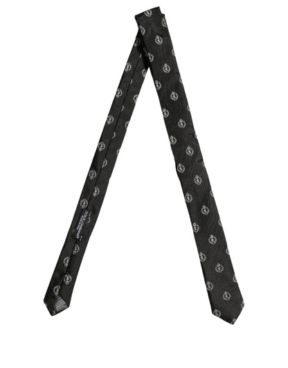 Black Crest Emblem Silk Adjustable Necktie Accessory Tie