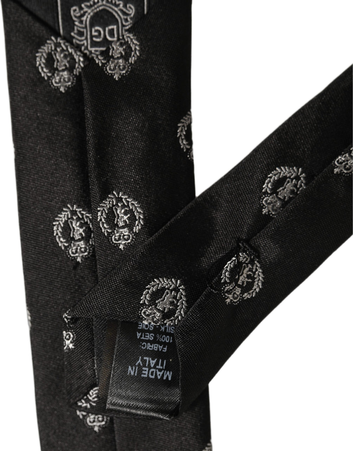 Black Crest Emblem Silk Adjustable Necktie Accessory Tie