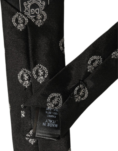 Black Crest Emblem Silk Adjustable Necktie Accessory Tie