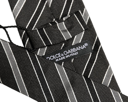 Black Gray Stripes Silk Adjustable Necktie Accessory Tie