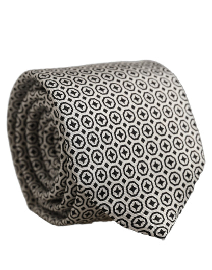 Black White Geometric Adjustable Necktie Accessory Tie
