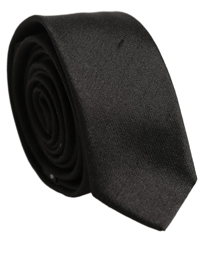 Black Satin Textured Adjustable Necktie Men Accessory Tie