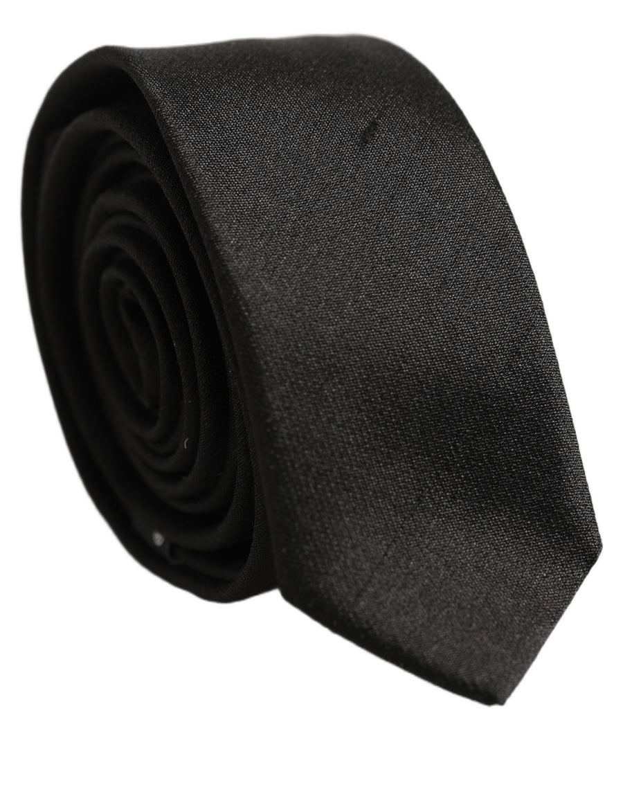 Black Satin Textured Adjustable Necktie Men Accessory Tie