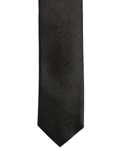 Black Satin Textured Adjustable Necktie Men Accessory Tie