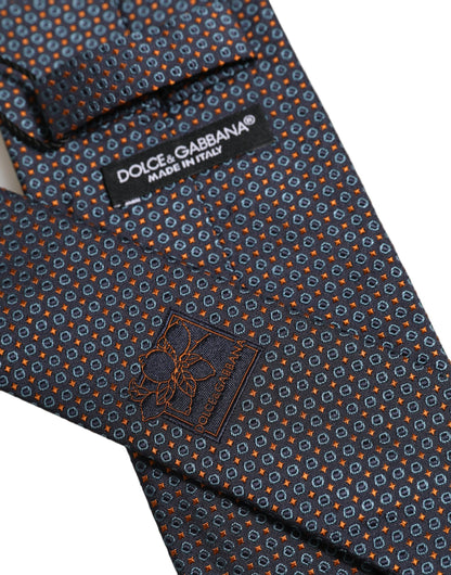 Dark Blue Geometric Silk Adjustable Necktie Accessory Tie