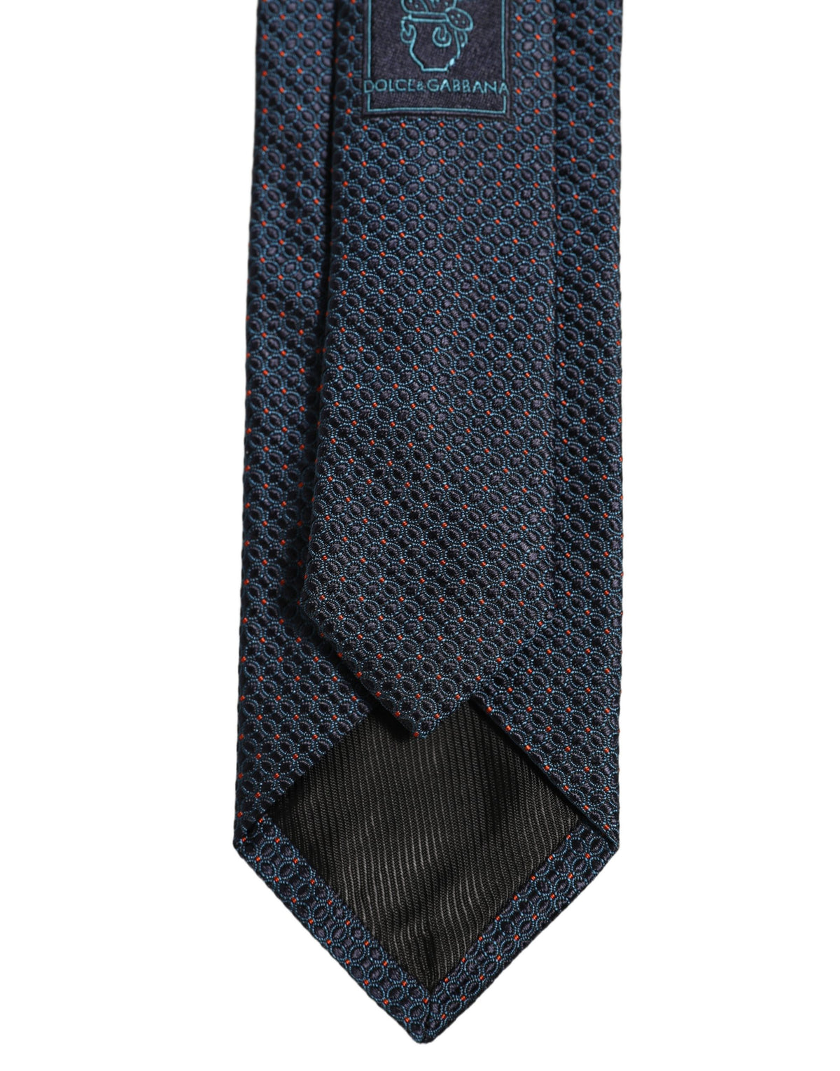 Men Dark Blue Geometric Silk Adjustable Tied Necktie Tie