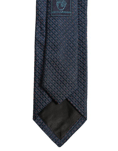 Men Dark Blue Geometric Silk Adjustable Tied Necktie Tie
