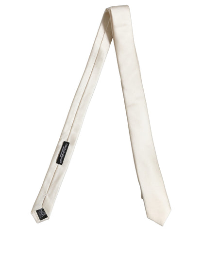 Cream Satin 100% Silk Adjustable Tied Men Necktie Tie