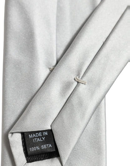 Gray Satin 100% Silk Adjustable Tied Men Necktie Tie