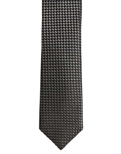 Dark Gray Textured Silk Adjustable Necktie Accessory Tie
