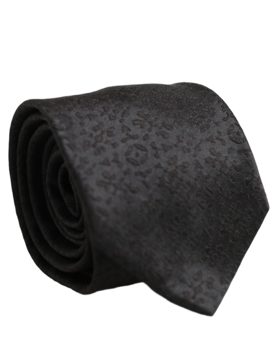 Black Swirl Pattern Silk Adjustable Necktie Accessory Tie