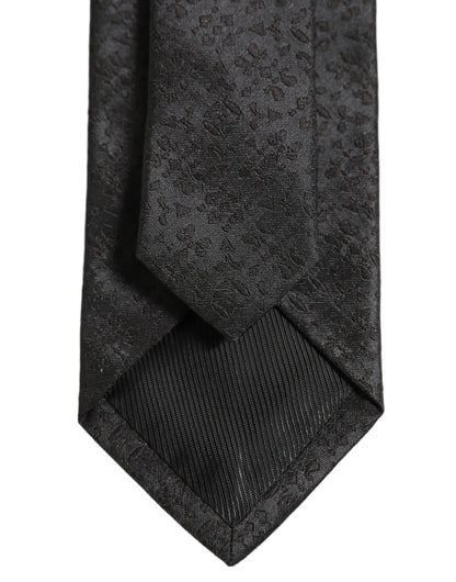 Black Jacquard Silk Adjustable Necktie Men Accessory Tie