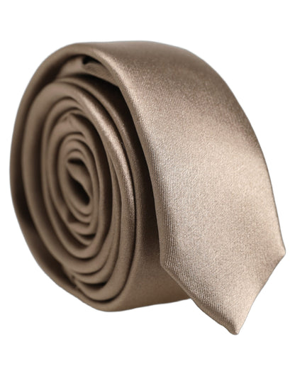Brown Satin 100% Silk Adjustable Tied Men Necktie Tie