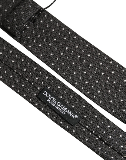 Dark Gray Polka Dot Silk Adjustable Necktie Accessory Tie