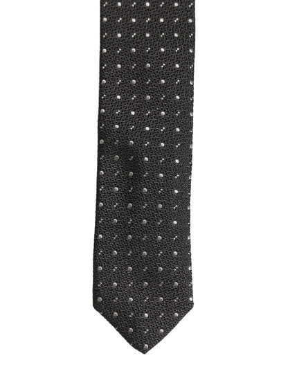 Dark Gray Polka Dot Silk Adjustable Necktie Accessory Tie