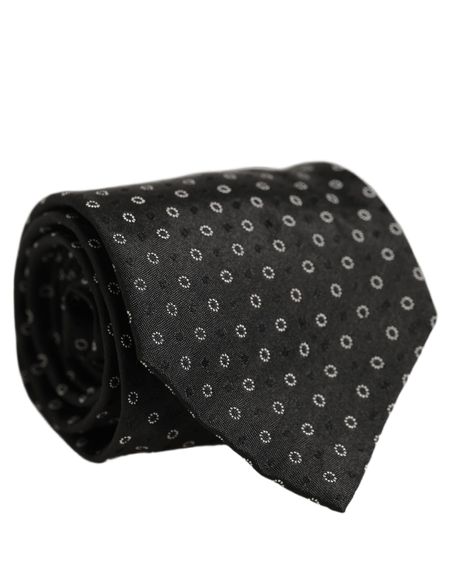 Black Geometric Circle Adjustable Necktie Accessory Tie