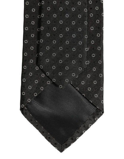 Black Geometric Circle Adjustable Necktie Accessory Tie