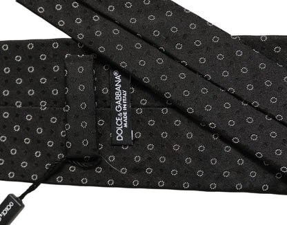 Black Geometric Circle Adjustable Necktie Accessory Tie