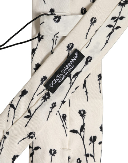 Off White Floral Print Adjustable Necktie Accessory Tie