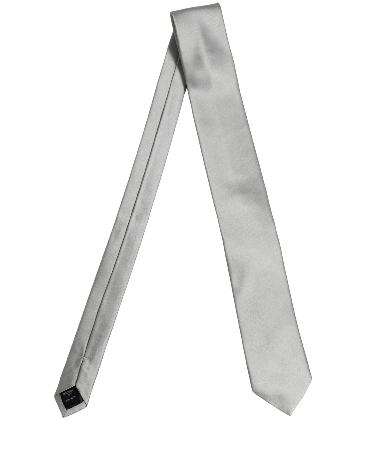 Gray Satin 100% Silk Adjustable Tied Men Necktie Tie