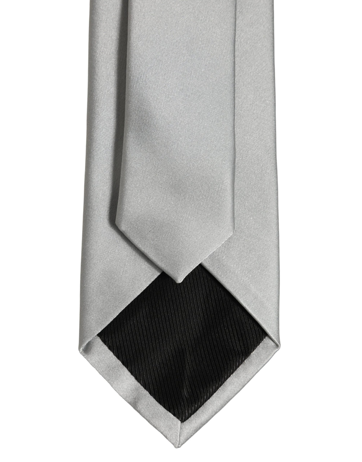Gray Satin 100% Silk Adjustable Tied Men Necktie Tie