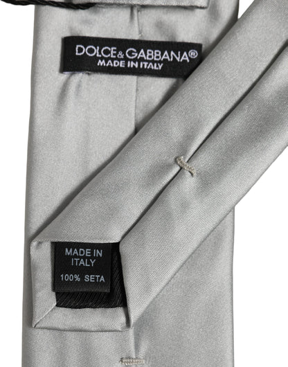 Gray Satin 100% Silk Adjustable Tied Men Necktie Tie