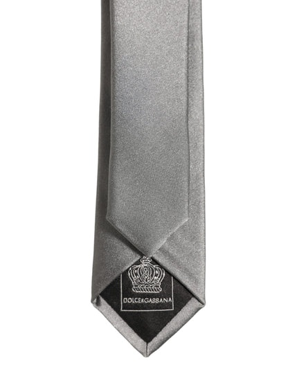Gray Satin 100% Silk Adjustable Tied Men Necktie Tie