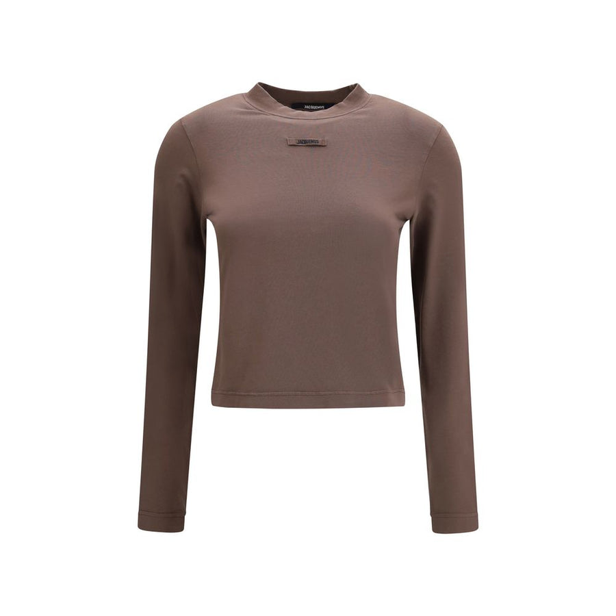 Brown Cotton Long Sleeve T-Shirt