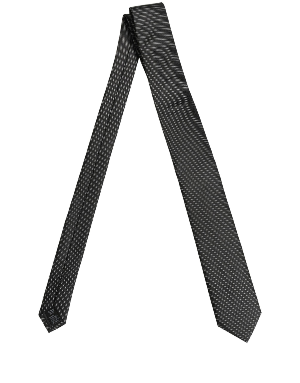Black Silk Micro Polka Dot Adjustable Tied Necktie Tie