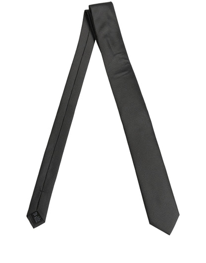Black Silk Micro Polka Dot Adjustable Tied Necktie Tie