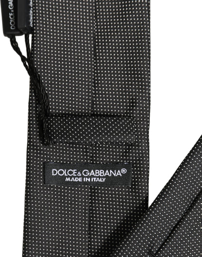 Black Silk Micro Polka Dot Adjustable Tied Necktie Tie