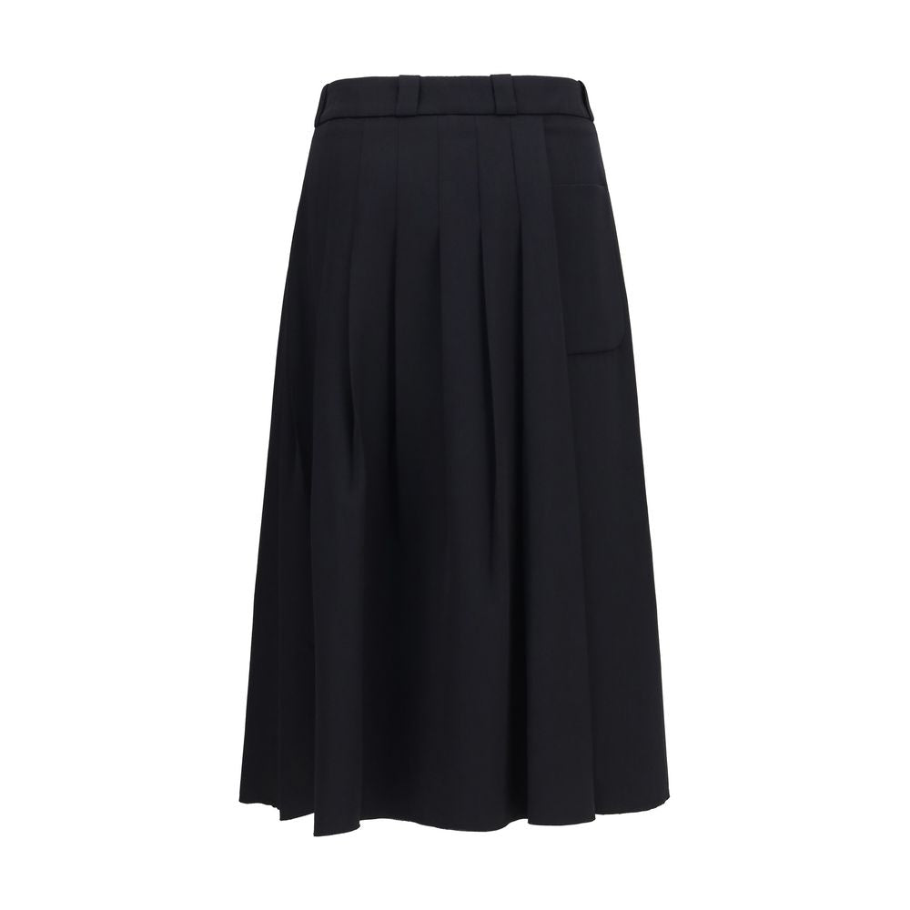 Black Wool Oves Aries Midi Skirt