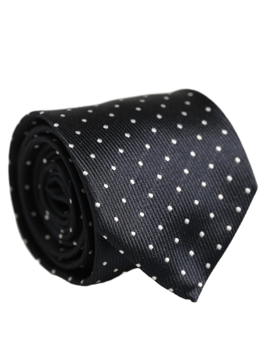 Dark Blue Polka Dot Silk Adjustable Necktie Accessory Tie