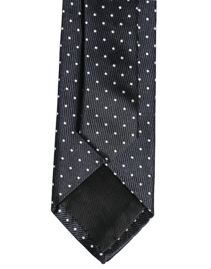 Dark Blue Polka Dot Silk Adjustable Necktie Accessory Tie