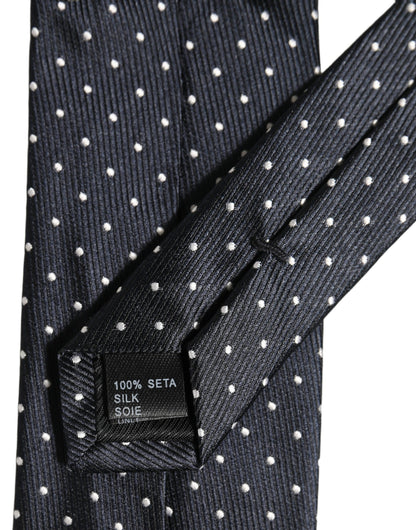 Dark Blue Polka Dot Silk Adjustable Necktie Accessory Tie